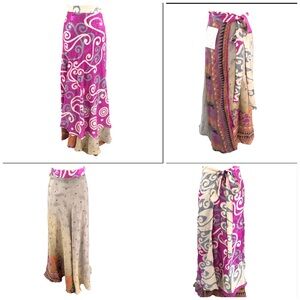 Jagannath Women Bohemian Long Midi Maxi Wrap Skirt One Size Reversible Colorful